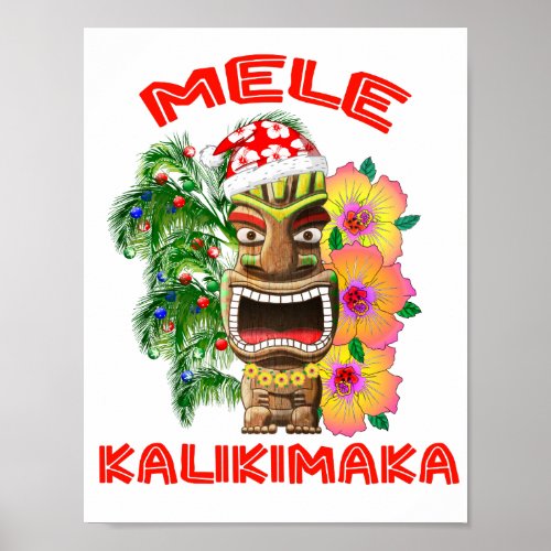 Mele Kalikimaka Santa Claus Tiki Poster