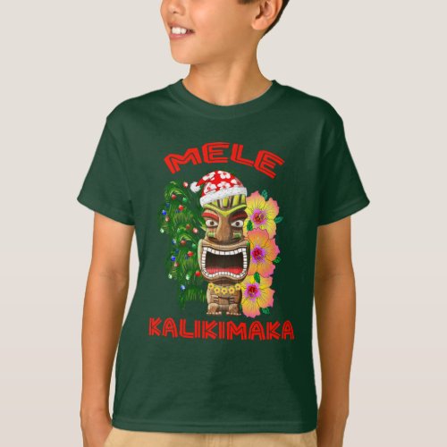 Mele Kalikimaka Santa Claus Tiki T_Shirt