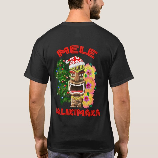 Mele Kalikimaka Santa Claus Tiki T-Shirt (Back)