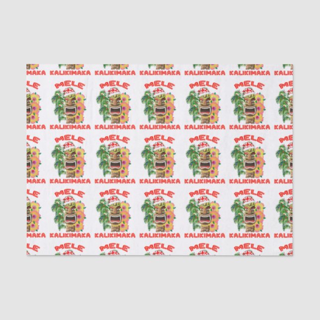 Mele Kalikimaka Santa Claus Tiki Tissue Paper (Front)