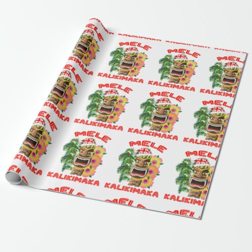 Mele Kalikimaka Santa Claus Tiki Wrapping Paper
