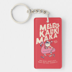 Mele Kalikimaka Santa Flamingo Christmas Getaway K Keychain