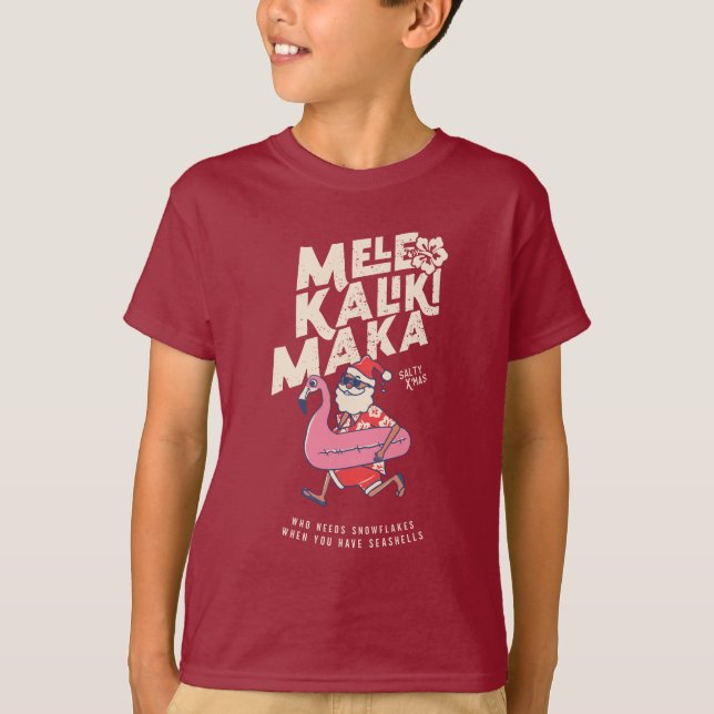 Mele Kalikimaka Santa Flamingo Christmas Getaway T T-Shirt (Front)