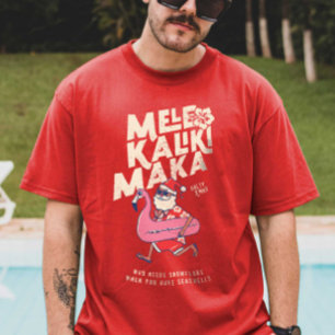 Mele Kalikimaka Santa Flamingo Christmas Getaway T T-Shirt