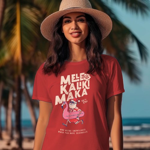 Mele Kalikimaka Santa Flamingo Christmas Getaway T T_Shirt