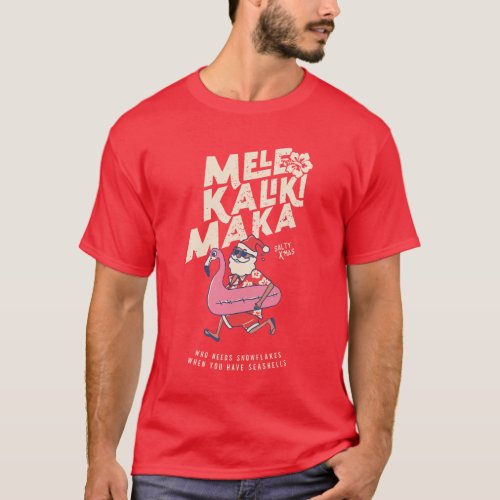 Mele Kalikimaka Santa Flamingo Christmas Getaway T T_Shirt