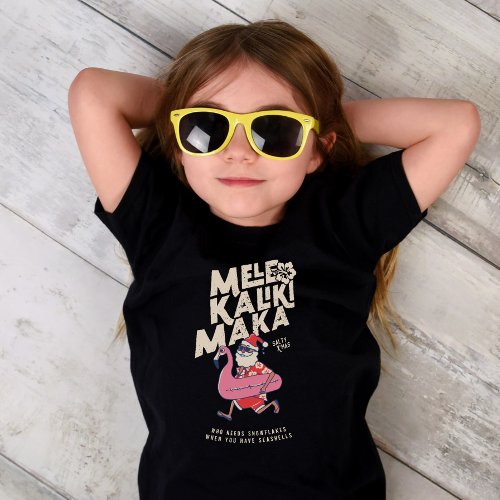 Mele Kalikimaka Santa Flamingo Christmas Getaway Toddler T_shirt