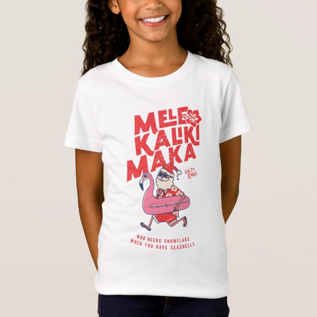 Mele Kalikimaka Santa Flamingo Christmas Getaways  T-Shirt (Front)