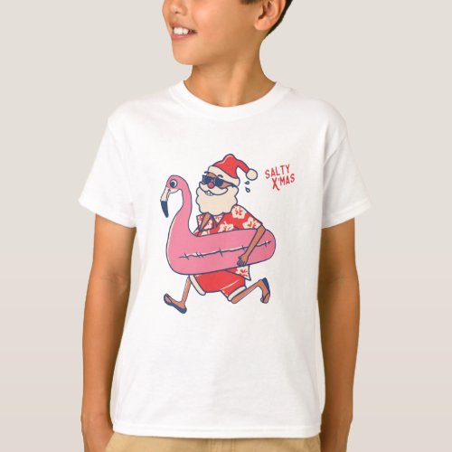 Mele Kalikimaka Santa Flamingo Christmas Getaways T_Shirt