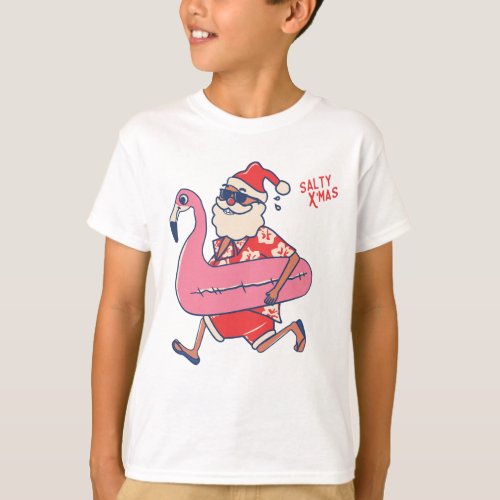 Mele Kalikimaka Santa Flamingo Christmas Getaways  T_Shirt