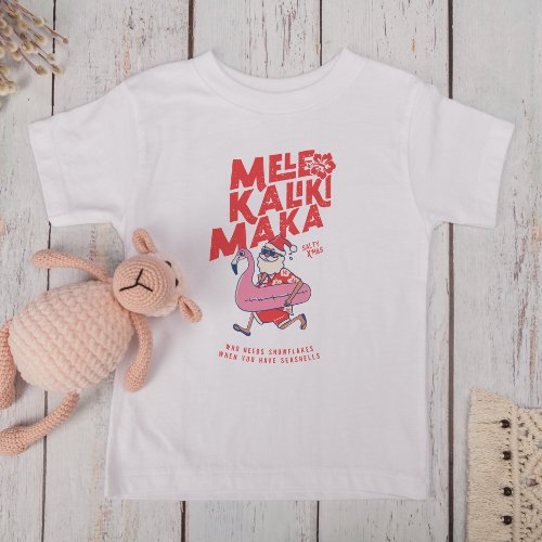 Mele Kalikimaka Santa Flamingo Christmas Getaways Toddler T_shirt