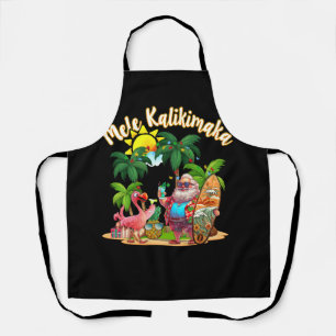 Mele Kalikimaka Santa Flamingo Tropical Christmas  Apron