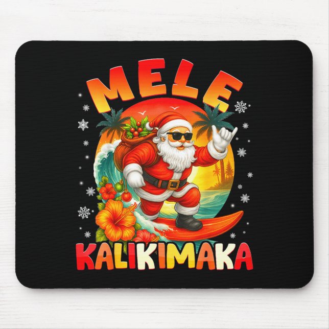 Mele Kalikimaka Santa Rock On Hawaii Christmas Xma Mouse Pad (Front)