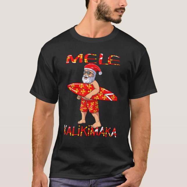 Mele Kalikimaka Santa Surfing Christmas In July Su T-Shirt (Front)