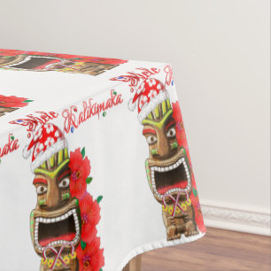 Mele Kalikimaka Santa Tiki Tablecloth
