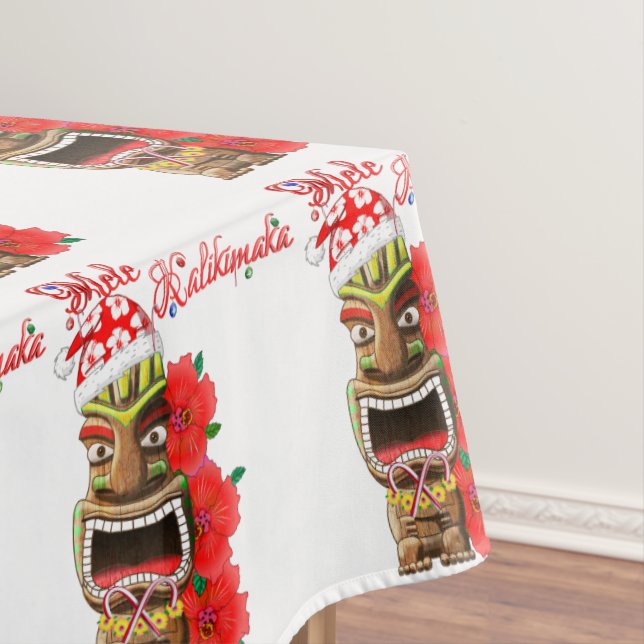 Mele Kalikimaka Santa Tiki Tablecloth (In Situ)