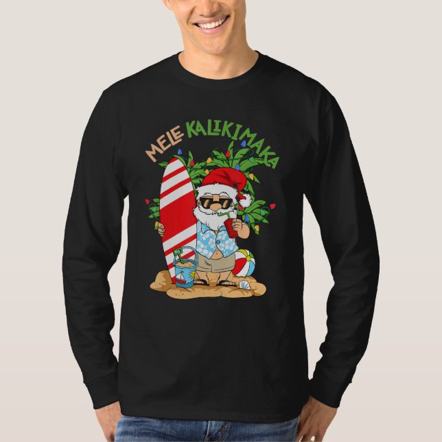 Mele Kalikimaka Santa Tropical Christmas In July H T-Shirt (Front)