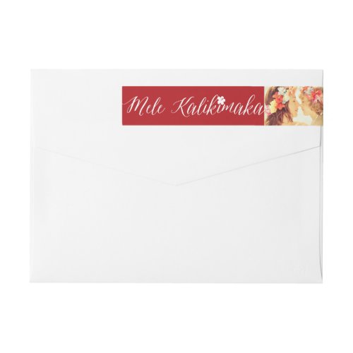 Mele Kalikimaka Script Christmas Photo Address Wrap Around Label