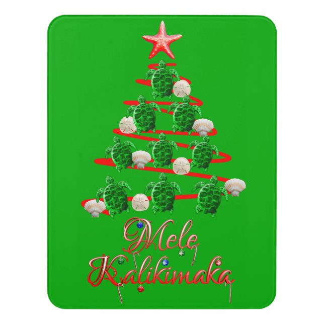 Mele Kalikimaka Sea Turtles Door Sign (Contemporary Vert)
