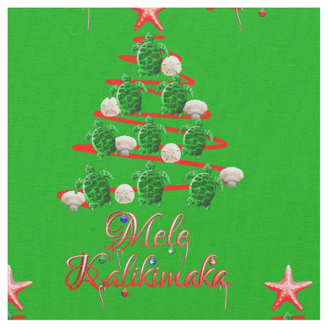 Mele Kalikimaka Sea Turtles Fabric (Close Up)
