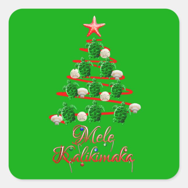 Mele Kalikimaka Sea Turtles Square Sticker (Front)