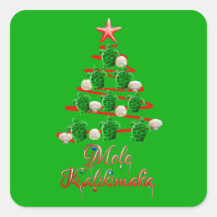 Mele Kalikimaka Sea Turtles Square Sticker
