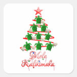 Mele Kalikimaka Sea Turtles Square Sticker