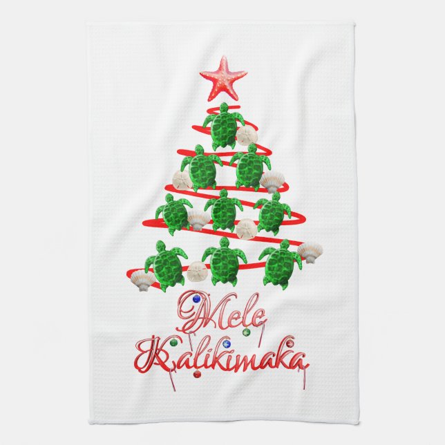Mele Kalikimaka Sea Turtles Towel (Vertical)