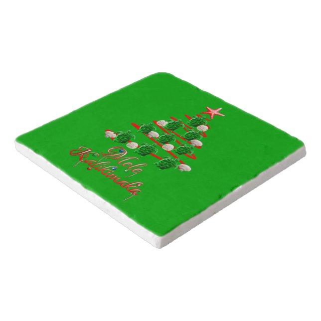 Mele Kalikimaka Sea Turtles Trivet (Corner)