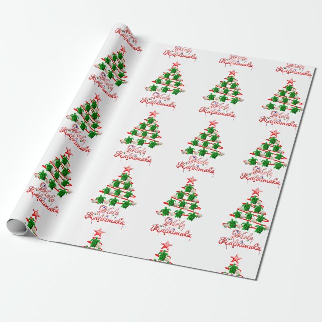 Mele Kalikimaka Sea Turtles Wrapping Paper (Unrolled)