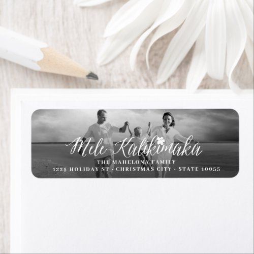 Mele Kalikimaka Simple Christmas Photo Addrress Label