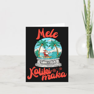Mele Kalikimaka Snow Globe Santa Vintage Hawaiian  Card