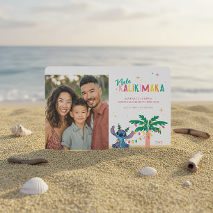 Mele Kalikimaka Stitch Tropical Christmas Card