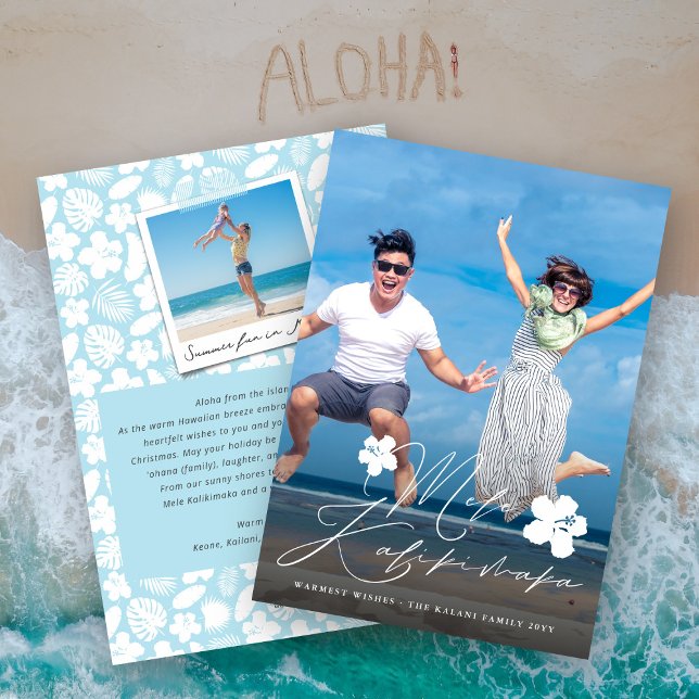 Mele Kalikimaka Stylish Script Christmas Photo Holiday Card (Creator Uploaded)