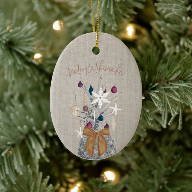 Mele Kalikimaka, Sugar Plum Ceramic Ornament (Tree)