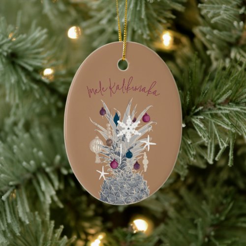 Mele Kalikimaka Sugar Plum Ceramic Ornament