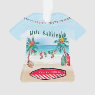 Mele Kalikimaka Surf Board Ornament