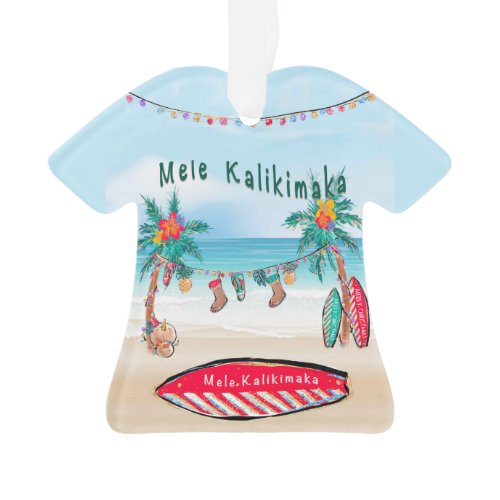 Mele Kalikimaka Surf Board Ornament