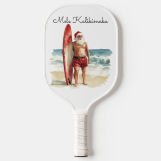 Mele Kalikimaka - Surfing Santa Pickleball Set Paddle