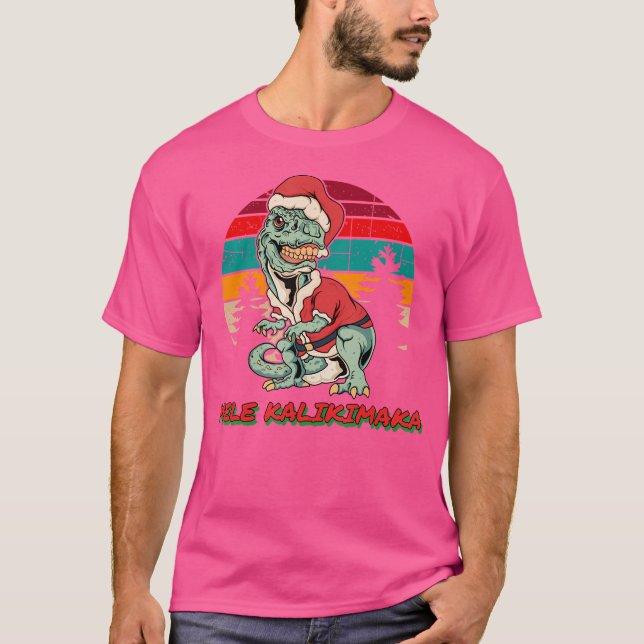 Mele Kalikimaka T Rex Shirt Hawaii Funny Christmas (Front)
