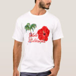 Mele Kalikimaka T-Shirt<br><div class="desc">Mele Kalikimaka is Hawaiian for Merry Christmas. Celebrate a nice warm beach Christmas. Mele Kalikimaka decorated with Christmas ornaments and candy canes. A Christmas decorated palm tree and a holiday red Hibiscus flower.</div>