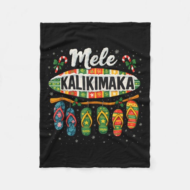 Mele Kalikimaka Trocal Christmas Flip Flop  Fleece Blanket (Front)