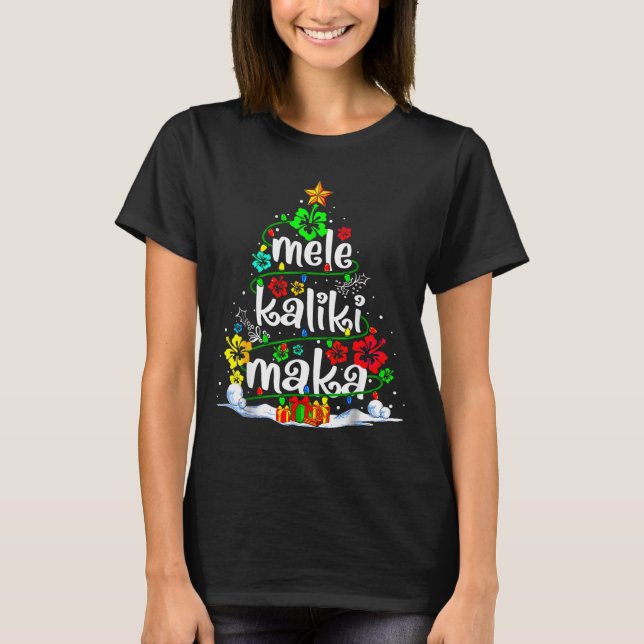 Mele Kalikimaka Trocal Christmas Hawaiian Santa Xm T-Shirt (Front)