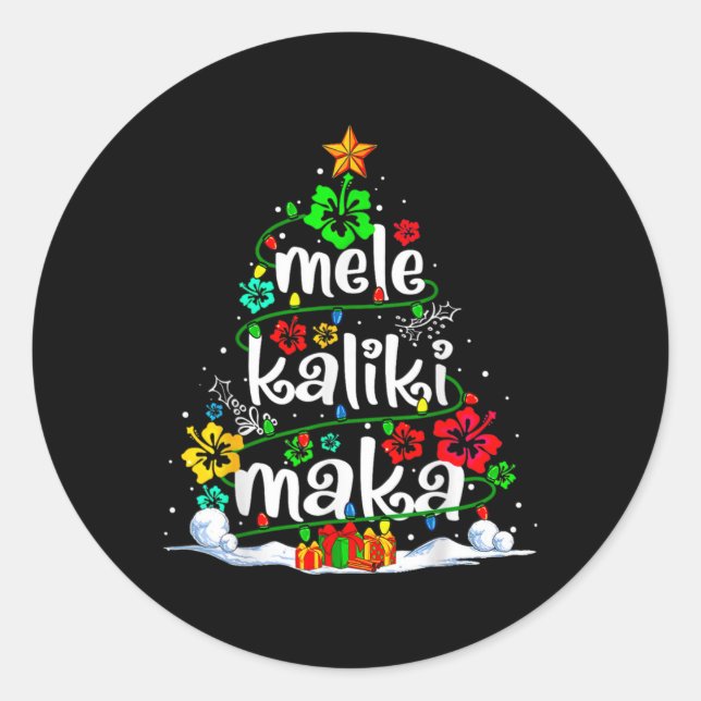 Mele Kalikimaka Tropical Christmas Hawaiian Santa  Classic Round Sticker (Front)