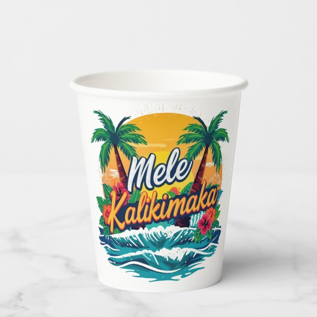 Mele Kalikimaka Tropical Christmas  Paper Cups (Back)