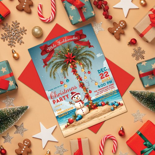 Mele Kalikimaka Tropical Christmas Party Invitation