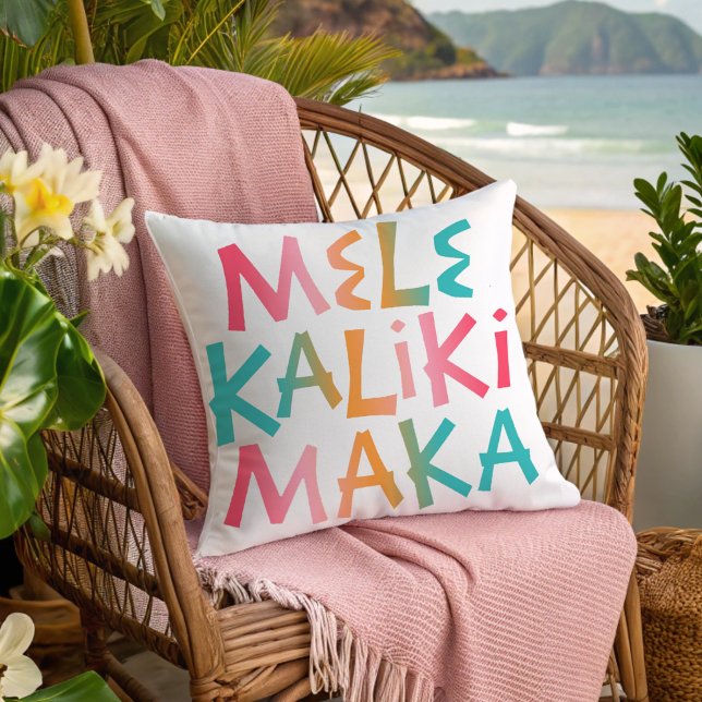 Mele Kalikimaka Tropical Christmas Typography  Throw Pillow (Creator Uploaded)