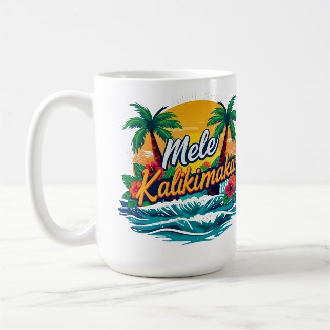 Mele Kalikimaka Tropical Christmas Unisex Coffee Mug (Left)