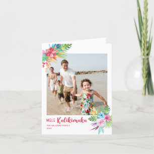 Mele Kalikimaka Tropical Flowers Photo Holiday Car Card