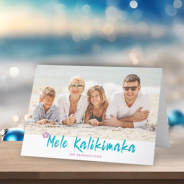 Mele Kalikimaka Tropical Hawaiian Christmas Photo Holiday Card (Mele Kalikimaka Tropical Hawaiian Christmas Photo Holiday Card)
